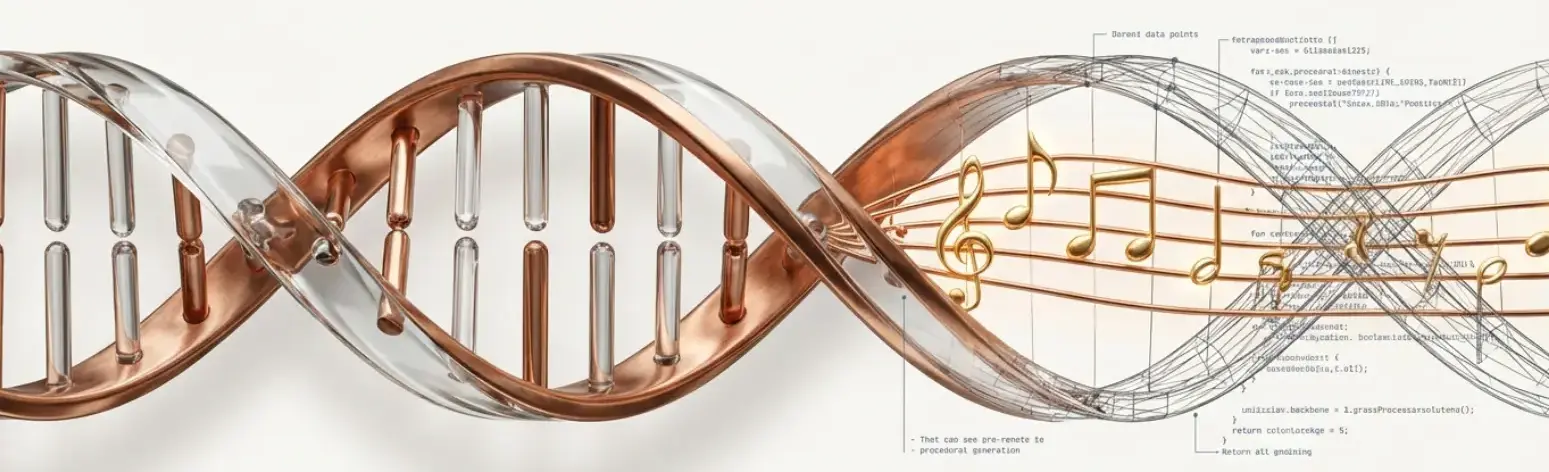 DNA double helix with music notes — the intersection of genetics and music